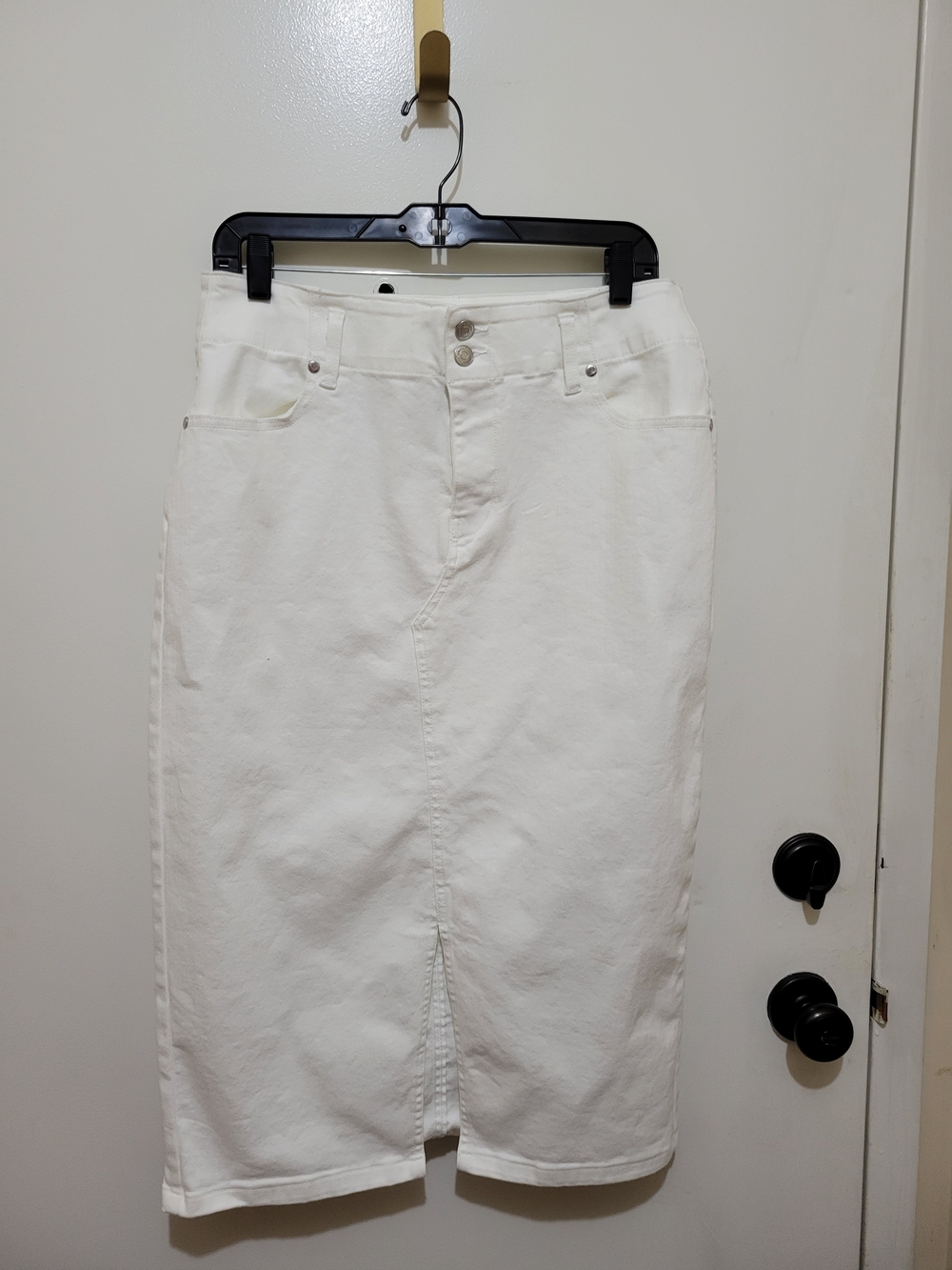 Ophelia Roe White Denim Midi Pencil Skirt - Classic Women - Size L